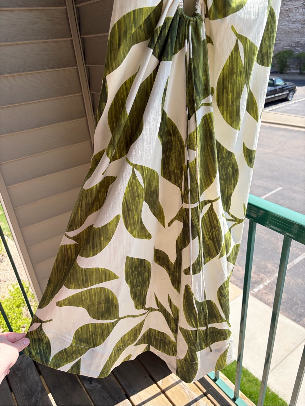 🆕🌿 Antonio Melani Tropical Leaf Print High-Low Midi Skirt Green White Size 0 - Picture 8 of 17